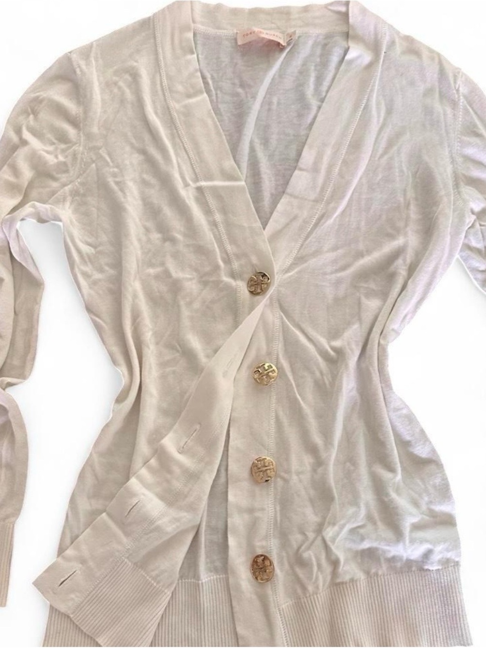 Tory Burch cream Button-Front Women's wool Cardigan - M